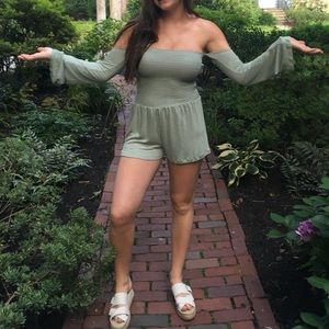 Smocked Pale Green Romper